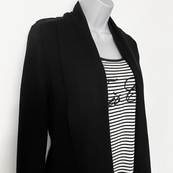 White House Black Market Black Long Sleeve Sweater Gold Buttons Size M - Picture 2 of 13